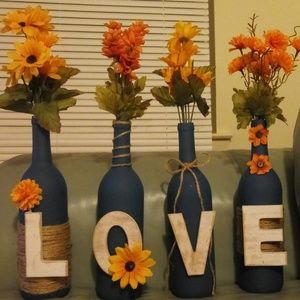 Decorative love wine bottles hand made